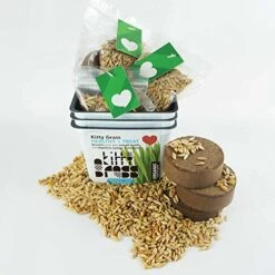 Priscillas Kitty Cat Pet Grass Seed Refill Pack And 100% Organic Soil Pods (Barley, Oats, Wheat And Rye) Over 3 Oz.