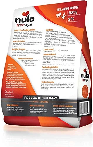 Nulo Freeze Dried Raw Cat Food Variety Pack: Natural Grain Free Formula With GanedenBC30 Probiotics For Digestive & Immune Health - All Ages & Breeds - 2 X 3.5oz Bags (Chicken/Salmon & Turkey/Duck) 4 Nulo Freeze Dried Raw Cat Food Variety Pack: Natural Grain Free Formula With GanedenBC30 Probiotics For Digestive & Immune Health - All Ages & Breeds - 2 X 3.5oz Bags (Chicken/Salmon & Turkey/Duck) - Image 2