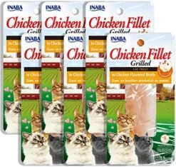 INABA Natural, Premium Hand-Cut Grilled Chicken Fillet Cat Treats/Topper/Complement With Vitamin E And Green Tea Extract, 0.9 Ounces Each, Pack Of 10, Variety Pack -Greenies Pet Store 517HLRU7VRL. AC