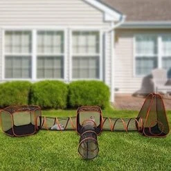 NOLLAM 6 In 1 Compound Pet Play House, Pop-Up Outdoor Cat Enclosure, Portable Cat Tent, Cat Tunnel And Playhouse, Folding Play Tent Tunnel For Cat, Kitty, Dog, Puppy, Rabbit And Small Animals -Greenies Pet Store 517Nsp16dyL 1