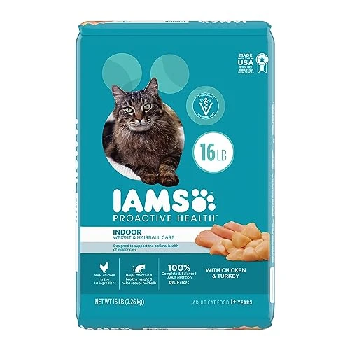 IAMS PROACTIVE HEALTH Adult Indoor Weight Control & Hairball Care Dry Cat Food With Chicken & Turkey Cat Kibble, 16 Lb. Bag 3 IAMS PROACTIVE HEALTH Adult Indoor Weight Control & Hairball Care Dry Cat Food With Chicken & Turkey Cat Kibble, 16 Lb. Bag