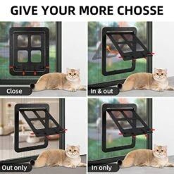 Cat Screen Door, Bautizadod Inside Opening 9.45 * 7.48 Inches Pet Door For Screen Door, Pet Door Magnetic Baffle, Automatic Adjustable Lockable Black Door For Puppy Dog And Cat Door, Easy To Install. -Greenies Pet Store 518GxcqDChL