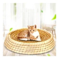 YangYan Pet Straw Braided Bed Puppy Kennel Cat Nest Kitten Scratching Sleeping Mat Pets House Cats Grinding Claw Cushion Pad (Color Show, Size : Diameter 40cm) -Greenies Pet Store 518s96mQ0EL
