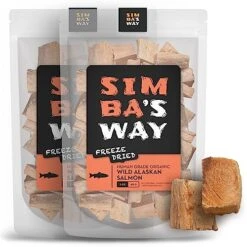 SIMBA'S WAY - Freeze Dried RAW SKINLESS Wild Alaskan Salmon Fillet Dog And Cat Treats, Organic Human Grade, Single Ingredient, All Natural, Grain-Free, No Preservatives, Made In The USA [ 2 Pack ]