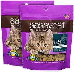 Herbsmith Sassy Cat Treats - Freeze Dried Chicken Treats – All Natural Treats For Cats - Bundle- Duck, Chicken, Rabbit, Turkey, Whitefish, And Salmon -Greenies Pet Store 519gouyLfQL. AC