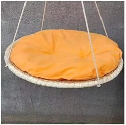 YangYan Cat Double Layer Hammock Sisal Round Bed Natural Straw And Cotton Cloth Safety Cat Hanging Beds Pet Comfortable Mats Cushions (Color : Blue Single Layer) -Greenies Pet Store 519gpxZlYcL. AC