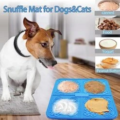 Femont X Large Licking Mat For Dog Slow Feeder Mat With 165 Strong Suction Cups For Peanut Butter,BPA Free Lick Pad For Pet Relieving Anxiety,Boredom,Grooming,Training(Blue,1 Spatula,1 Brush) 12 Femont X Large Licking Mat For Dog Slow Feeder Mat With 165 Strong Suction Cups For Peanut Butter,BPA Free Lick Pad For Pet Relieving Anxiety,Boredom,Grooming,Training(Blue,1 Spatula,1 Brush) -Greenies Pet Store 51AUu0CP9tL