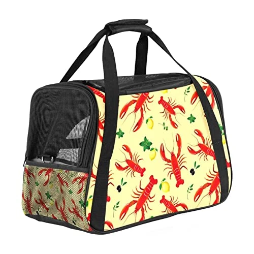 Pet Carrier Lobster Lemon Sea Food Pattern Soft-Sided Pet Travel Carriers For Cats,Dogs Puppy Comfort Portable Foldable Pet Bag Airline Approved 3 Pet Carrier Lobster Lemon Sea Food Pattern Soft-Sided Pet Travel Carriers For Cats,Dogs Puppy Comfort Portable Foldable Pet Bag Airline Approved