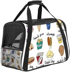 Pet Carrier Fast Food Pattern Soft-Sided Pet Travel Carriers For Corgi,Cats,Dogs Puppy Comfort Portable Foldable Pet Bag Airline Approved
