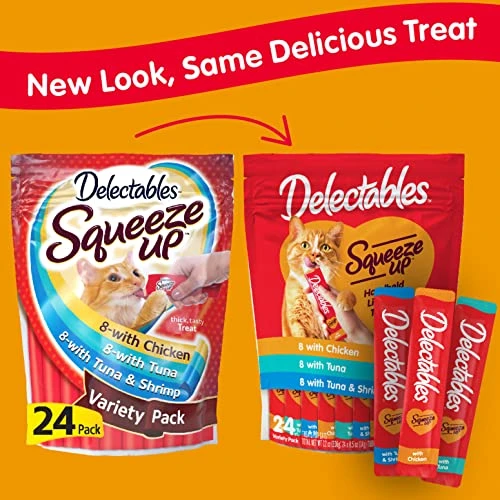 Hartz Delectables Squeeze Up Interactive Lickable Wet Cat Treats For Adult & Senior Cats, Tuna & Shrimp, 24 Count, 12 Ounces 5 Hartz Delectables Squeeze Up Interactive Lickable Wet Cat Treats For Adult & Senior Cats, Tuna & Shrimp, 24 Count, 12 Ounces - Image 3