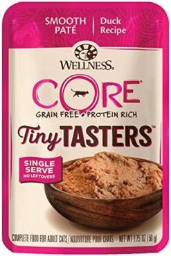 Wellness CORE Tiny Tasters Wet Cat Food, Complete & Balanced Natural Pet Food, Made With Real Meat, 1.75-Ounce Pouch, 12 Pack (Adult Cat, Land Variety Pack) -Greenies Pet Store 51D6PHkz2tL. AC