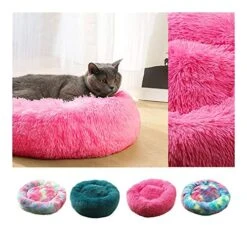 YangYan Soft Long Plush Cat Bed Round Plush Cat Bed House Round Pet Dog Bed For Small Dogs Cats Nest Winter Warm Sleeping Bed Puppy Mat (Color : A, Size : 40cm) -Greenies Pet Store 51DvrmQB9uL