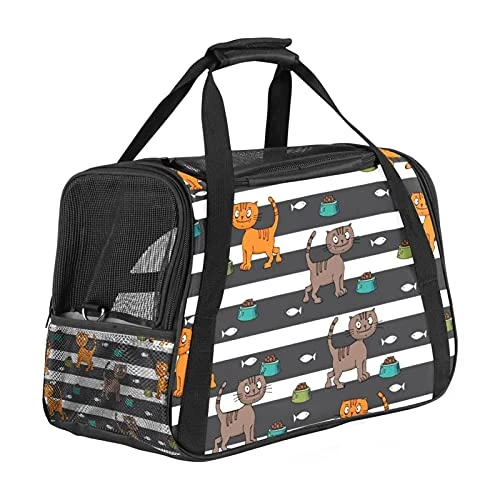 Pet Carrier Cute Cat Fish Food Pattern Soft-Sided Pet Travel Carriers For Cats,Dogs Puppy Comfort Portable Foldable Pet Bag Airline Approved 3 Pet Carrier Cute Cat Fish Food Pattern Soft-Sided Pet Travel Carriers For Cats,Dogs Puppy Comfort Portable Foldable Pet Bag Airline Approved
