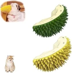 ZOVALI Durian Multifunctional Toys,Durian Cat Scratcher, Cat Scratcher Durian Comb, Massaging And Removing Floating Hair Cat Dog Mint Toys (Green+Yellow) -Greenies Pet Store 51GB3zeyMyL. AC