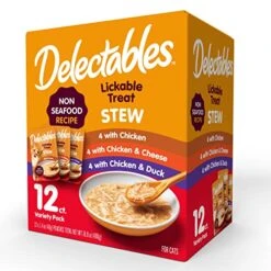 Delectables Non-Seafood Stew Lickable Wet Cat Treats, Variety Pack, 1.4 Ounce (Pack Of 12)