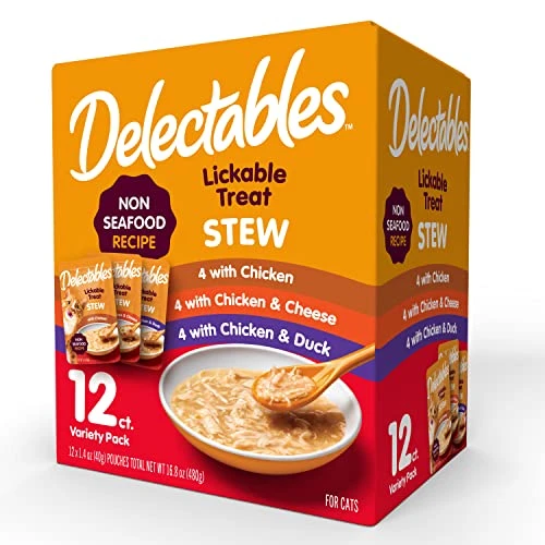 Delectables Non-Seafood Stew Lickable Wet Cat Treats, Variety Pack, 1.4 Ounce (Pack Of 12) 3 Delectables Non-Seafood Stew Lickable Wet Cat Treats, Variety Pack, 1.4 Ounce (Pack Of 12)