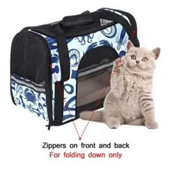 Pet Carrier Blue Seafood Pattern Soft-Sided Pet Travel Carriers For Corgi,Cats,Dogs Puppy Comfort Portable Foldable Pet Bag Airline Approved -Greenies Pet Store 51IT22WDPrL