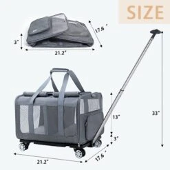 2-in-1 Large Cat Carrier With Wheels For Two Cats - Rolling Pet Carrier With Durable Wheels,Soft-Sided,Spacious - Double Cat Carrier Ideal For 2 Cats Up To 38 LBS,Breathable,Collapsible -Greenies Pet Store 51KFrmKqg8L