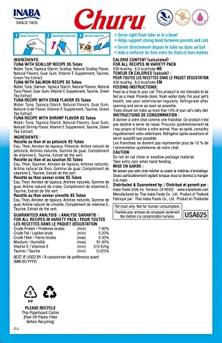 INABA Churu Cat Treats, Grain-Free, Lickable, Squeezable Creamy Purée Cat Treat/Topper With Vitamin E & Taurine, 0.5 Ounces Each Tube, 20 Tubes, Tuna & Seafood Variety Box 4 INABA Churu Cat Treats, Grain-Free, Lickable, Squeezable Creamy Purée Cat Treat/Topper With Vitamin E & Taurine, 0.5 Ounces Each Tube, 20 Tubes, Tuna & Seafood Variety Box - Image 2
