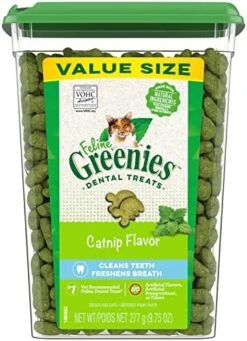 FELINE GREENIES Natural Dental Care Cat Treats Savory Salmon Flavor, 21 Oz. Tub -Greenies Pet Store 51LwYbBh1IL. AC