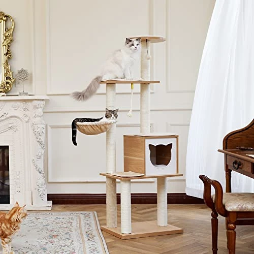 66" In Cat Tree Multi-Level Cat Tower With Fully Sisal Covering Scratching Posts,CARB-Certified Board,Deluxe Condos And Large Space Capsule Nest 4 66" In Cat Tree Multi-Level Cat Tower With Fully Sisal Covering Scratching Posts,CARB-Certified Board,Deluxe Condos And Large Space Capsule Nest - Image 2