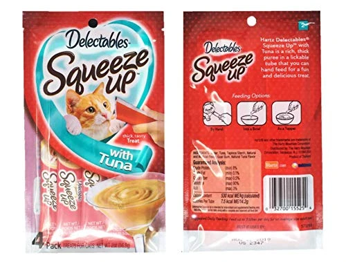 Delectables Hartz Squeeze Up Cat Treats Variety 4 Pouch Bundle Of 2 Flavors; 2 Pouches Of Each Flavor (2.0 Oz Each) (Tuna, Tuna & Shrimp) 3 Delectables Hartz Squeeze Up Cat Treats Variety 4 Pouch Bundle Of 2 Flavors; 2 Pouches Of Each Flavor (2.0 Oz Each) (Tuna, Tuna & Shrimp)
