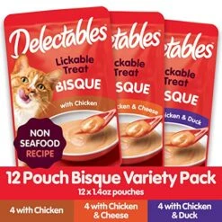 Delectables Bisque Non-Seafood Lickable Wet Cat Treats, Variety Pack, 12 Count (Pack Of 1) -Greenies Pet Store 51O6V6w9Z6L