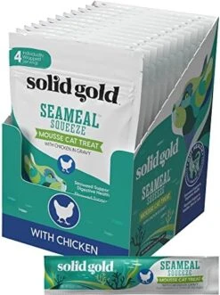 Solid Gold Lickable Cat Treats - Chicken SeaMeal Squeeze Squeezable Cat Treats For Indoor Cats 30 Pack - Made With Fiber-Rich Seaweed For Digestive Health For Immune Support - 3 Oz / 30 Count -Greenies Pet Store 51POUAGgUAL. AC