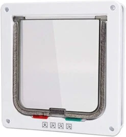 GENERIC Door M Size Cat Flap Door With 4 Way Lock Security Flap Door For Dog Cat Kitten Small Gate Door Kit Cat Door 2Pcs White -Greenies Pet Store 51QtOm5gnrL. AC