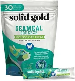 Solid Gold Lickable Cat Treats - Chicken SeaMeal Squeeze Squeezable Cat Treats For Indoor Cats 30 Pack - Made With Fiber-Rich Seaweed For Digestive Health For Immune Support - 3 Oz / 30 Count -Greenies Pet Store 51RHoZP1xuL. AC