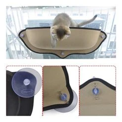 YangYan Cat Window Hammock With Strong Suction Cups Pet Kitty Hanging Sleeping Bed Comfortable Warm Ferret Cage Cat Shelf Seat Beds (Color : Black) -Greenies Pet Store 51ROnerQZiL