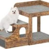 Cyclysio Pet Window Perch With Stairs, Super Large Pet Bunk Bed For Cats, Multi-Level Pet Seat Platform With Mats, Pet Bed Couch With Drawers For Bedside, Home, Indoor Use, Large Size, Rustic -Greenies Pet Store 51Rng33xG3L