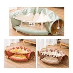 YangYan Cat Bed Tunnel Collapsible Removeable Cat Tunnel Tube Pet Interactive Play Toys With Plush Balls For Cat Puppy (Color : Gold) -Greenies Pet Store 51SL6mWBMwL