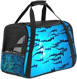 Pet Carrier Blue Seafood Pattern Soft-Sided Pet Travel Carriers For Corgi,Cats,Dogs Puppy Comfort Portable Foldable Pet Bag Airline Approved -Greenies Pet Store 51Su hf5uEL. AC