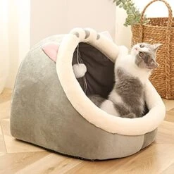 JENPECH Cat Bed Cave For Indoor Cats - Soft Cute Small Cat Bed Warm Pet Basket Kitten Lounger Cushion For Home - Small Pet Bed That Serves As A Cat Cave, Cat Condo -Greenies Pet Store 51TkdrB73XS