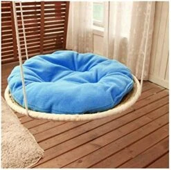 YangYan Cat Double Layer Hammock Sisal Round Bed Natural Straw And Cotton Cloth Safety Cat Hanging Beds Pet Comfortable Mats Cushions (Color : Blue Single Layer) -Greenies Pet Store 51U3hpsLiCL. AC