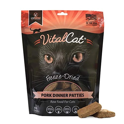 Vital Essentials Freeze Dried Cat Food, Pork Dinner Patties 8 Oz 3 Vital Essentials Freeze Dried Cat Food, Pork Dinner Patties 8 Oz