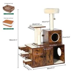 YITAHOME Litter Box Enlcosure With Cat Tree, 4-in-1 Modern Cat Tree With Cat Mat, Indoor Wooden Cat House Separable Litter Box Furniture Hidden End Table For 3-4 Large Cats -Greenies Pet Store 51UsXxzcbxL