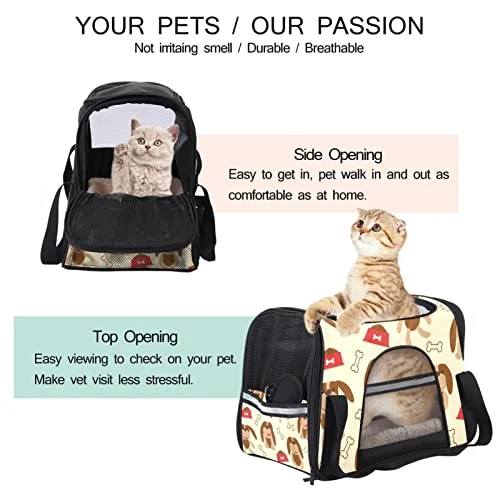 Pet Carrier Lovely Little Dog Bone Dog Food Soft-Sided Pet Travel Carriers For Cats,Dogs Puppy Comfort Portable Foldable Pet Bag Airline Approved 4 Pet Carrier Lovely Little Dog Bone Dog Food Soft-Sided Pet Travel Carriers For Cats,Dogs Puppy Comfort Portable Foldable Pet Bag Airline Approved - Image 2