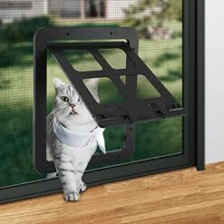 Cat Screen Door, Bautizadod Inside Opening 9.45 * 7.48 Inches Pet Door For Screen Door, Pet Door Magnetic Baffle, Automatic Adjustable Lockable Black Door For Puppy Dog And Cat Door, Easy To Install. -Greenies Pet Store 51VVqUqkG9L