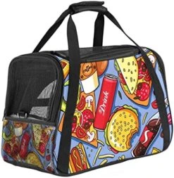 Pet Carrier American Delicious Fat Food Pattern Soft-Sided Pet Travel Carriers For Cats,Dogs Puppy Comfort Portable Foldable Pet Bag Airline Approved -Greenies Pet Store 51W U2 46iL. AC