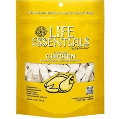 LIFE ESSENTIALS BY CAT-MAN-DOO All Natural Freeze Dried Chicken For Dogs & Cats - No Fillers, Preservatives, Or Additives - Grain Free Tasty Treat - 5 Oz Bag - Made In USA