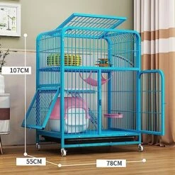 Cat Enclosures For Outside Universal Wheels Easy To Move, Designed From Metal Durable Suitable For Cats, Dogs, Rabbits, Blue/Pink (Color : Blue, Size : 78 * 55 * 107cm) -Greenies Pet Store 51YHeJfTKgL