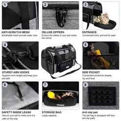 Pet Carrier TSA Airline Approved For Cat,Foldable Soft Edge Pet Travel Carrier Removable For Medium Small Cats And Dog 20lbs With Adequate Ventilation,5 Mesh Windows,2 Entrances,1 Dormer, 1Storage Bag 11 Pet Carrier TSA Airline Approved For Cat,Foldable Soft Edge Pet Travel Carrier Removable For Medium Small Cats And Dog 20lbs With Adequate Ventilation,5 Mesh Windows,2 Entrances,1 Dormer, 1Storage Bag -Greenies Pet Store 51YWBlIytoL