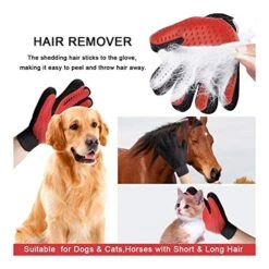 YangYan Cat Grooming Gloves Dog Hair Remover Gentle Deshedding Brush Comb Tool Pet Massage Mitt With Enhanced Long/Short Fur (Color : Red Pair, Size : One Size) -Greenies Pet Store 51YYfsfyd0L