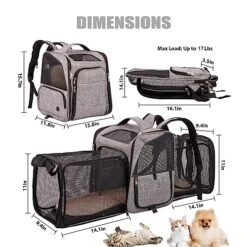 GENERIC Cat Backpack Carrier With 2 Sides Expandable Pet Carrier Backpack For Cats Dogs Fit Up To 33 Lbs, Breathable Mesh Collapsible Cat Carrier Backpacks With Inner Safety Leash, Grey -Greenies Pet Store 51Z4eT6UU7L