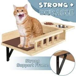 Loninak Cat Wall Shelves, Cat Feeding Shelf With Steps - Include Cat Food Shelf, 2 Cat Food Bowl And Cat Ladder, Wall Mounted Cat Shelf, Cat Furniture Wall For Playtime And Relaxation -Greenies Pet Store 51ZCW8m8hmL