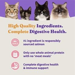 Halo Holistic Cat Food Dry, Wild-caught Salmon And Whitefish Recipe, Complete Digestive Health, Dry Cat Food Bag, Adult Formula, 6-lb Bag -Greenies Pet Store 51a7BlySo5L