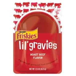 Purina Friskies Lil' Gravies Roast Beef Flavor Cat Food Complement Lickable Cat Treats - (16) 1.55 Oz. Pouches