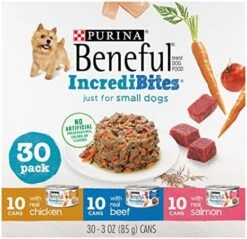 Purina Beneful Small Breed Wet Dog Food Variety Pack, IncrediBites With Real Beef, Chicken Or Salmon - (30) 3 Oz. Cans 30 Purina Beneful Small Breed Wet Dog Food Variety Pack, IncrediBites With Real Beef, Chicken Or Salmon - (30) 3 Oz. Cans -Greenies Pet Store 51c3xYzdBXL. AC